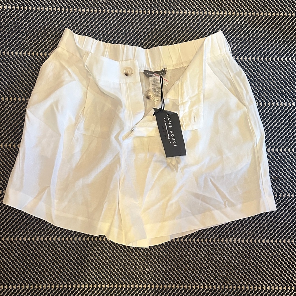 Sans Souci High Waist White Shorts